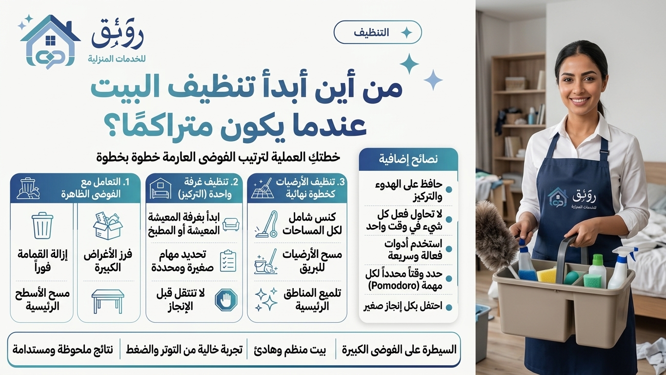 من أين أبدأ تنظيف البيت عندما يكون متراكمًا؟