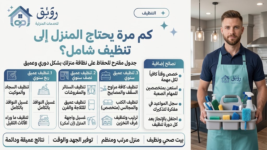 كم مرة يحتاج المنزل إلى تنظيف شامل؟