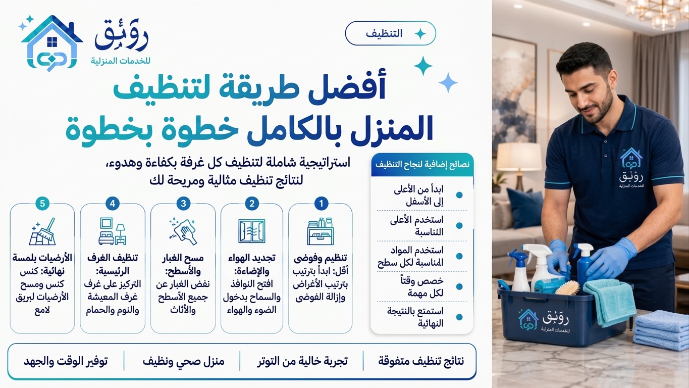 أفضل طريقة لتنظيف المنزل بالكامل خطوة بخطوة