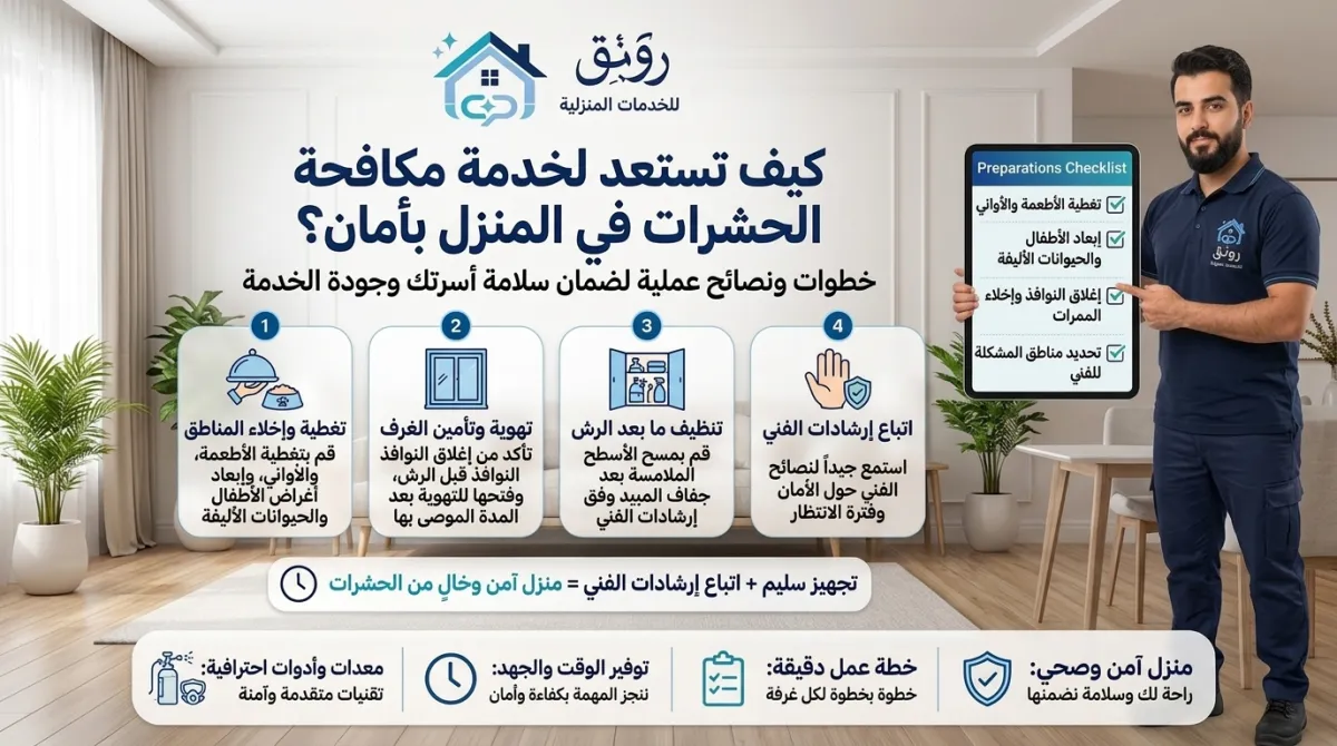 كيف تستعد لخدمة مكافحة الحشرات في المنزل بأمان؟