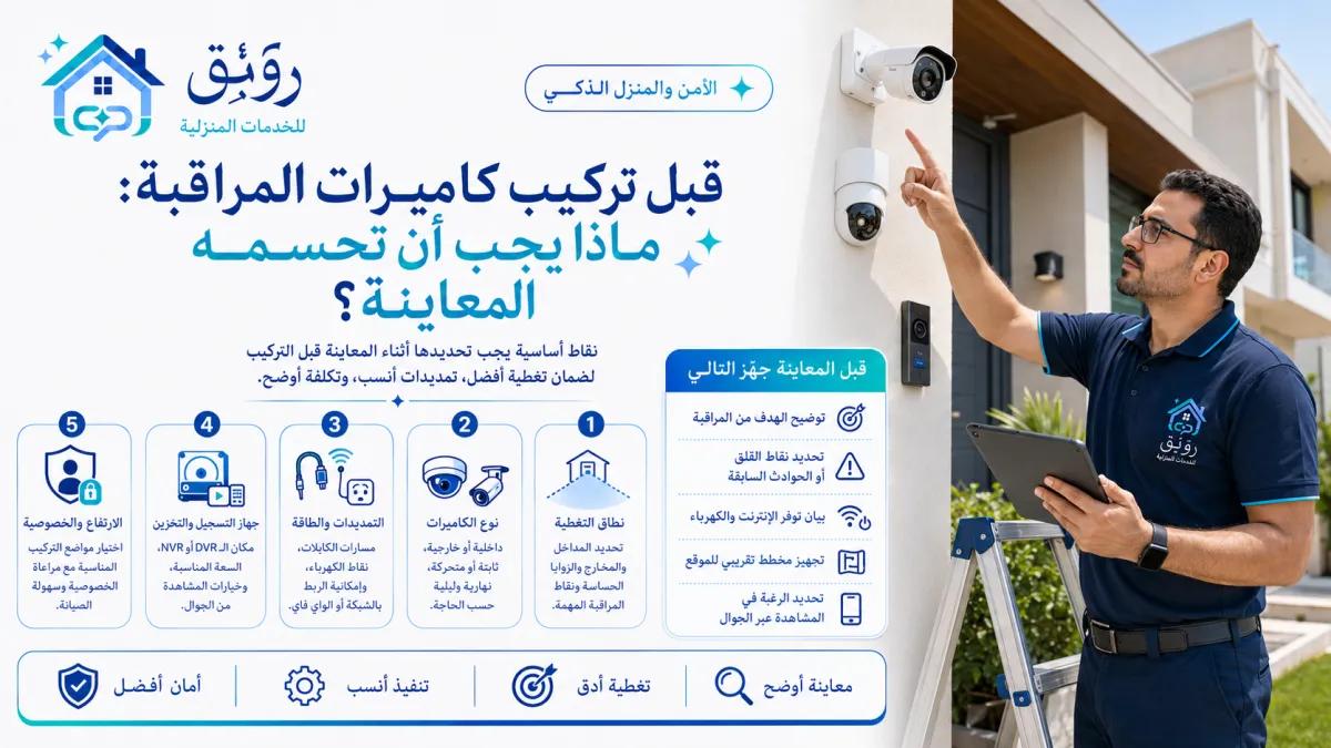 قبل تركيب كاميرات المراقبة: ماذا يجب أن تحسمه المعاينة؟