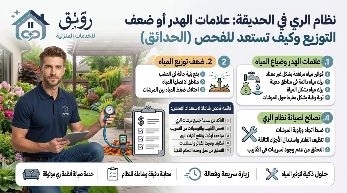 نظام الري في الحديقة: علامات الهدر أو ضعف التوزيع وكيف تستعد للفحص