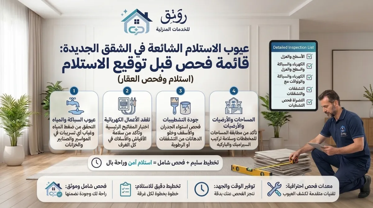 عيوب الاستلام الشائعة في الشقق الجديدة: قائمة فحص قبل توقيع الاستلام