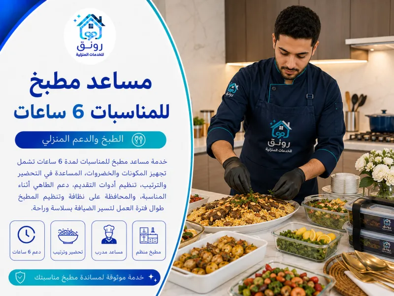 مساعد مطبخ للمناسبات 6 ساعات