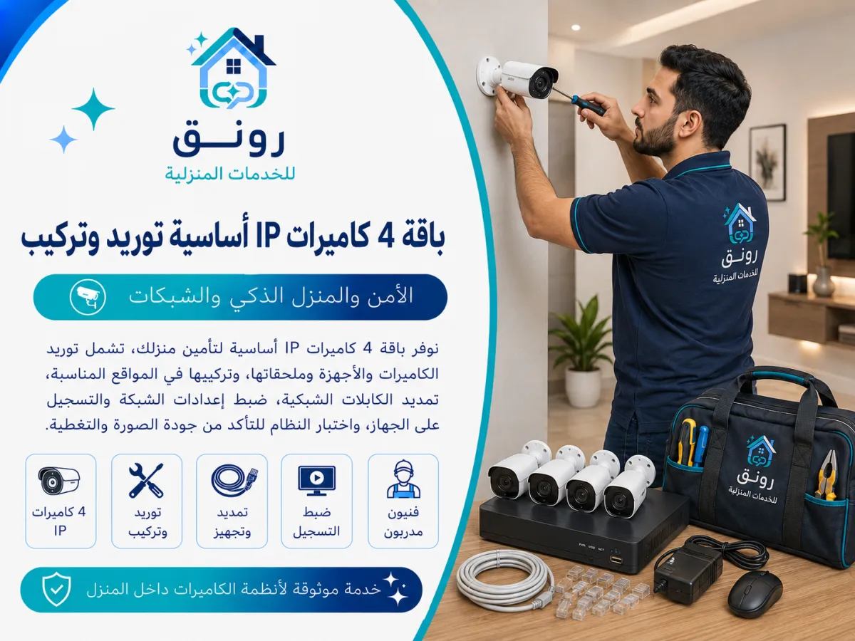 باقة 4 كاميرات IP أساسية توريد وتركيب